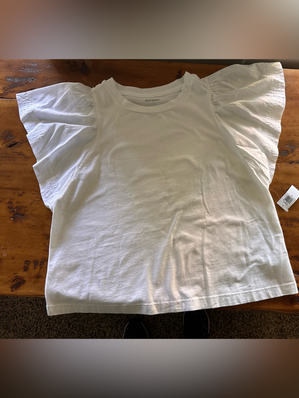 Old Navy White Flutter Sleeve Tee
